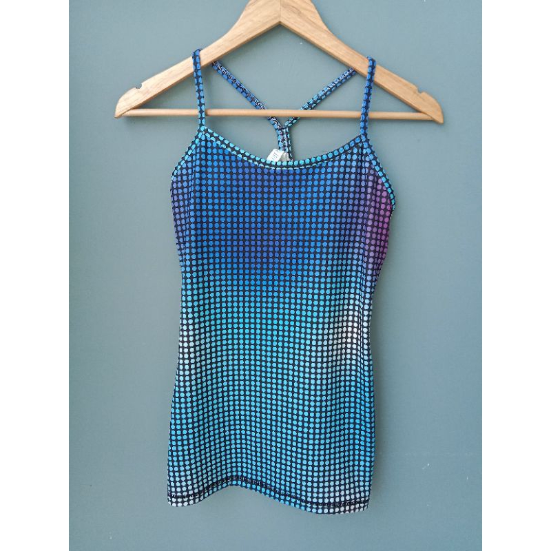 Neon Green and Purple Polkadot Sports Tanktop (Bra Cups) by Lulu Lemon