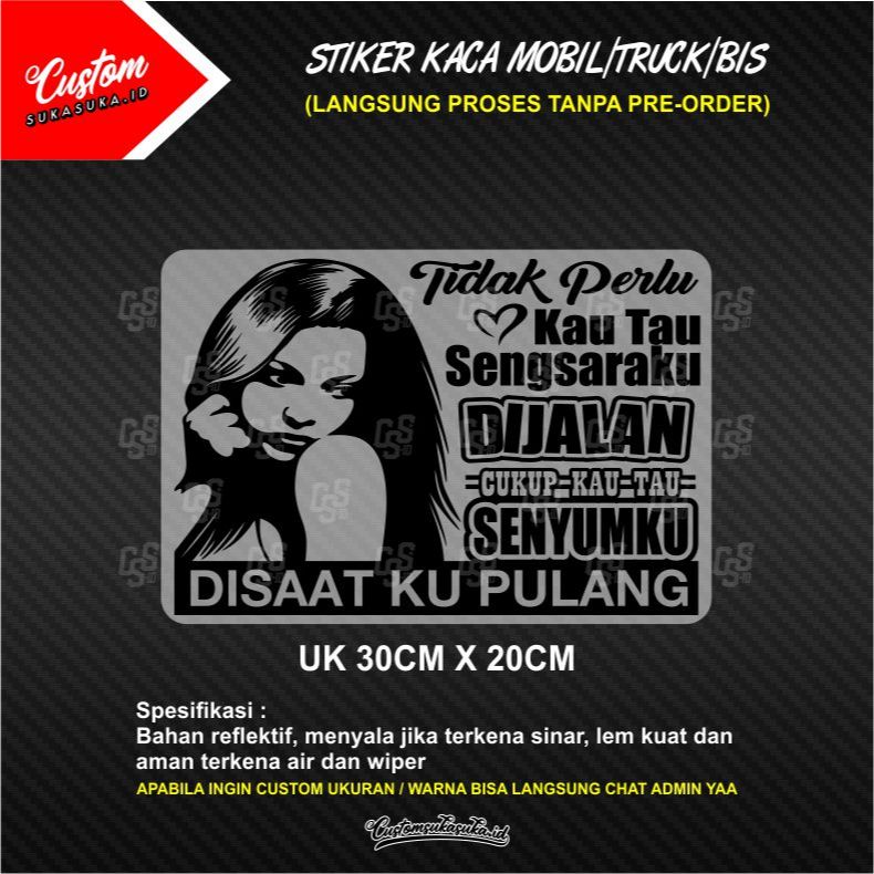 Stiker Kaca Truk Mobil Canter Pick up - Stiker Cutting Kata Kata Keren Gambar Wanita - Stiker Pintu 
