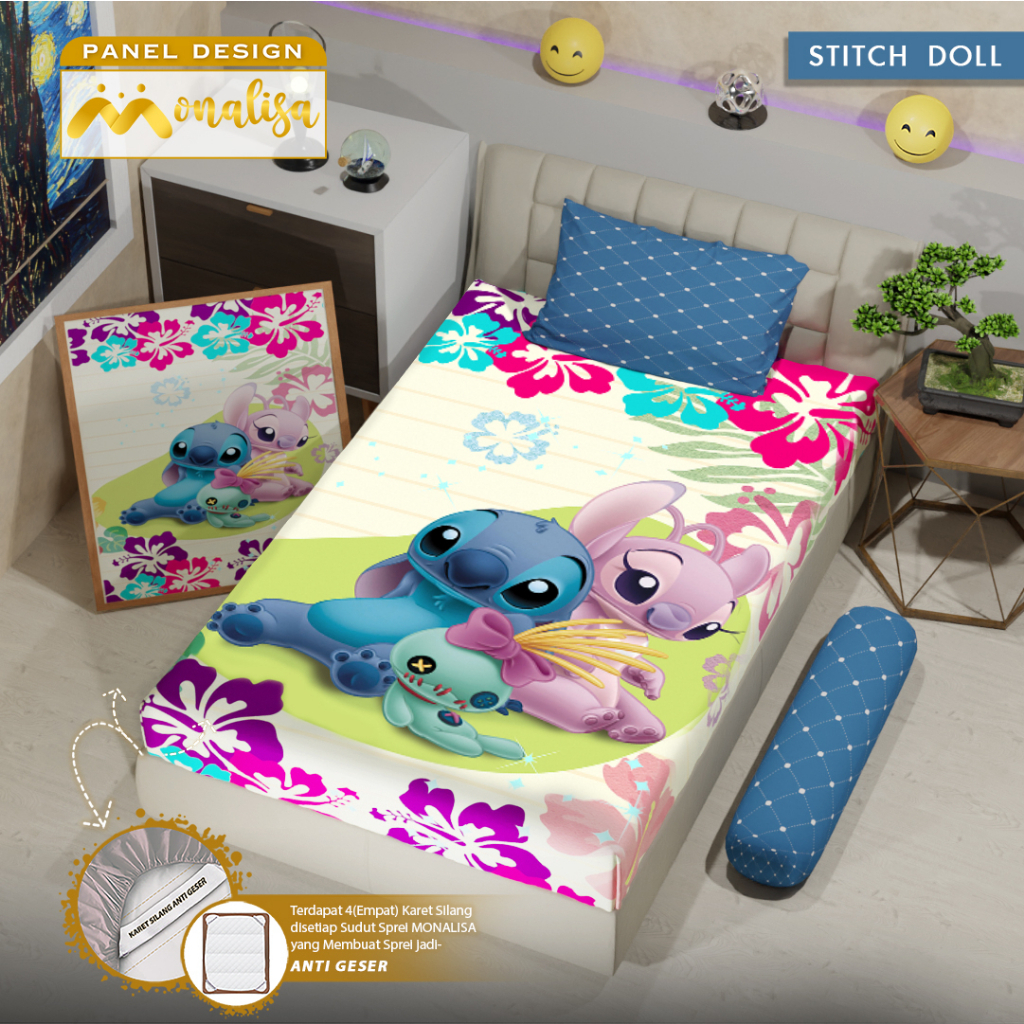 MONALISA - SPREI PREMIUM PANEL SET 90/100/120/140/160/180 MOTIF STITCH STICH DOOL LILO DISNEY