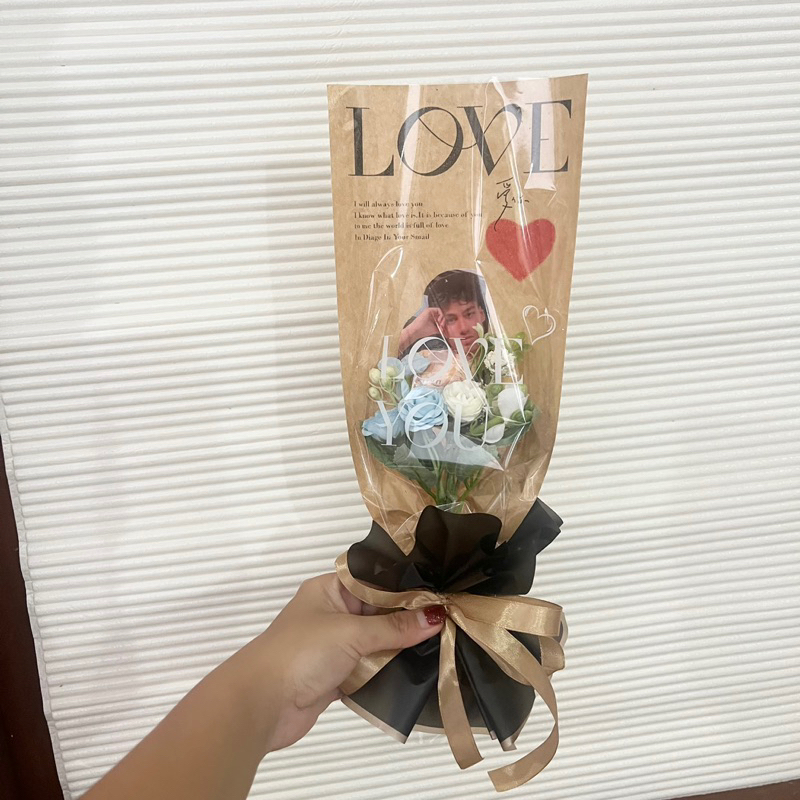 buket bouquet bucket mini kecil special single custom kostum request bunga poto foto photo cutting k