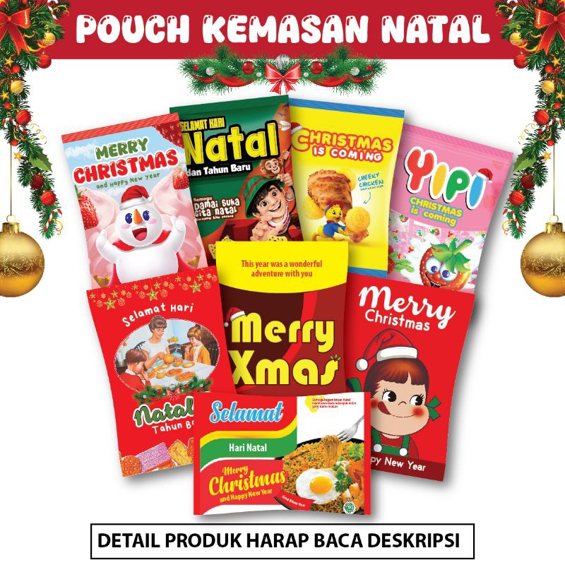 

[MINIMAL 4] POUCH SNACK NATAL KEMASAN BUNGKUS SNACK HAPPY BIRTHDAY GOODIE BAG TAS SOUVENIR KADO XMAS DEKORASI HIASAN NATAL KERTAS KADO