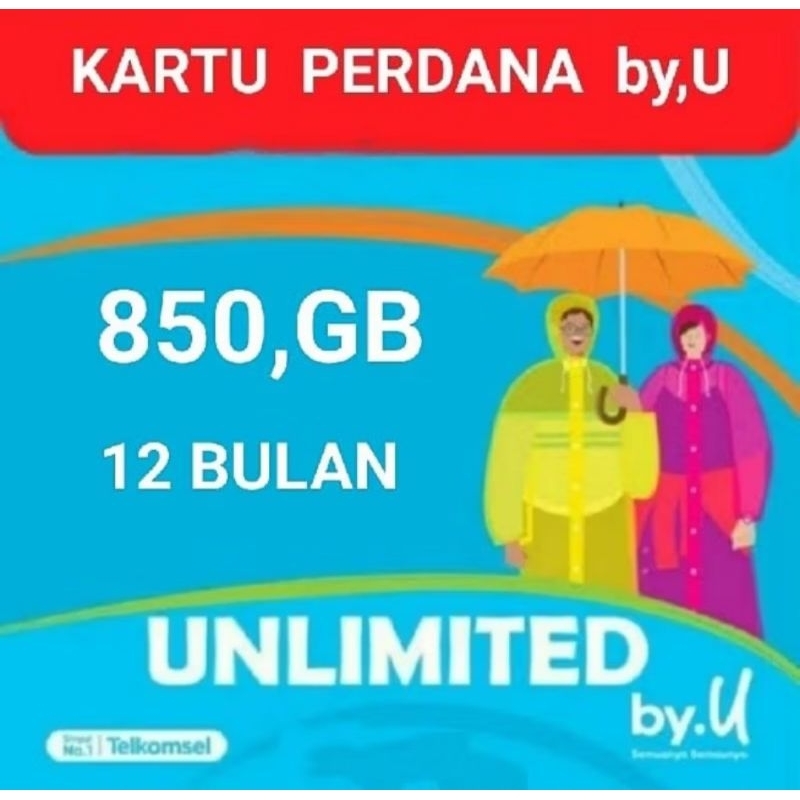 Kartu perdana By.u kuota 850 Gb unlimited 1 tahun tanpa di bagi