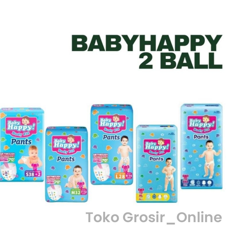 2 Ball - Baby Happy Popok Bayi S38 M32 L28 XL26 XXL24