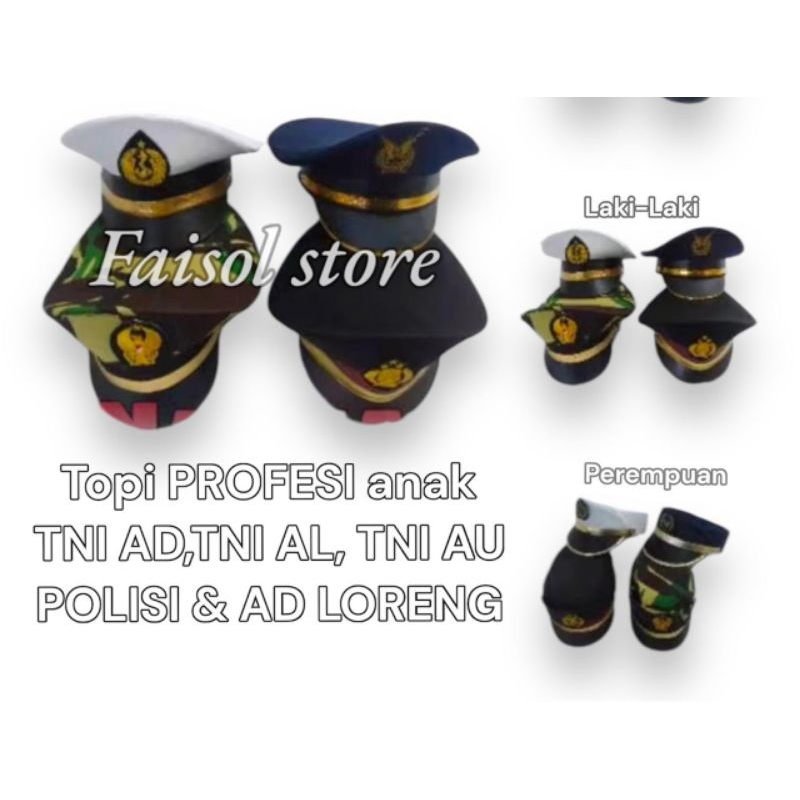 Topi profesi anak TNI AD,AL,AU, dan POLISI ANAK