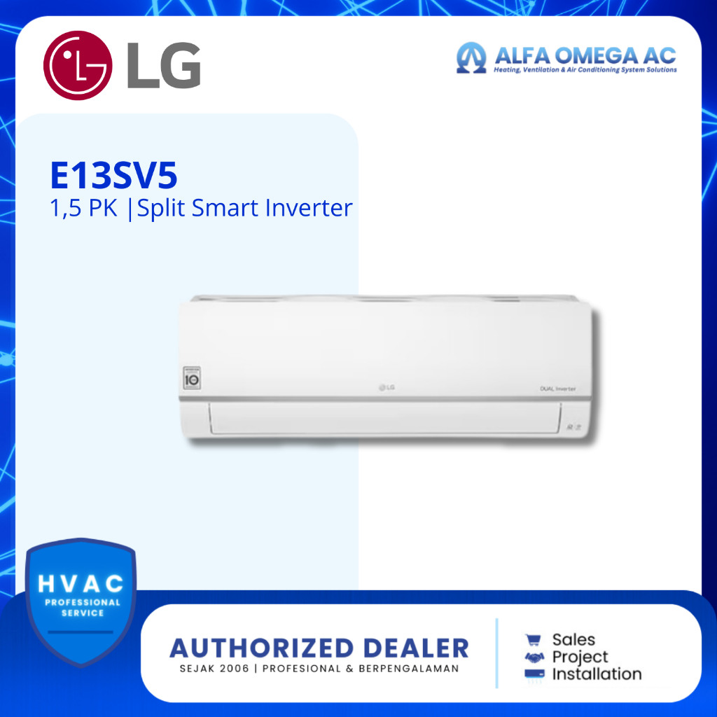 AC LG SPLIT SMART INVERTER 1.5 PK E13SV5 | AC LG SPLIT 1.5 PK SMART INVERTER E13SV5 | AC LG 1.5 PK S