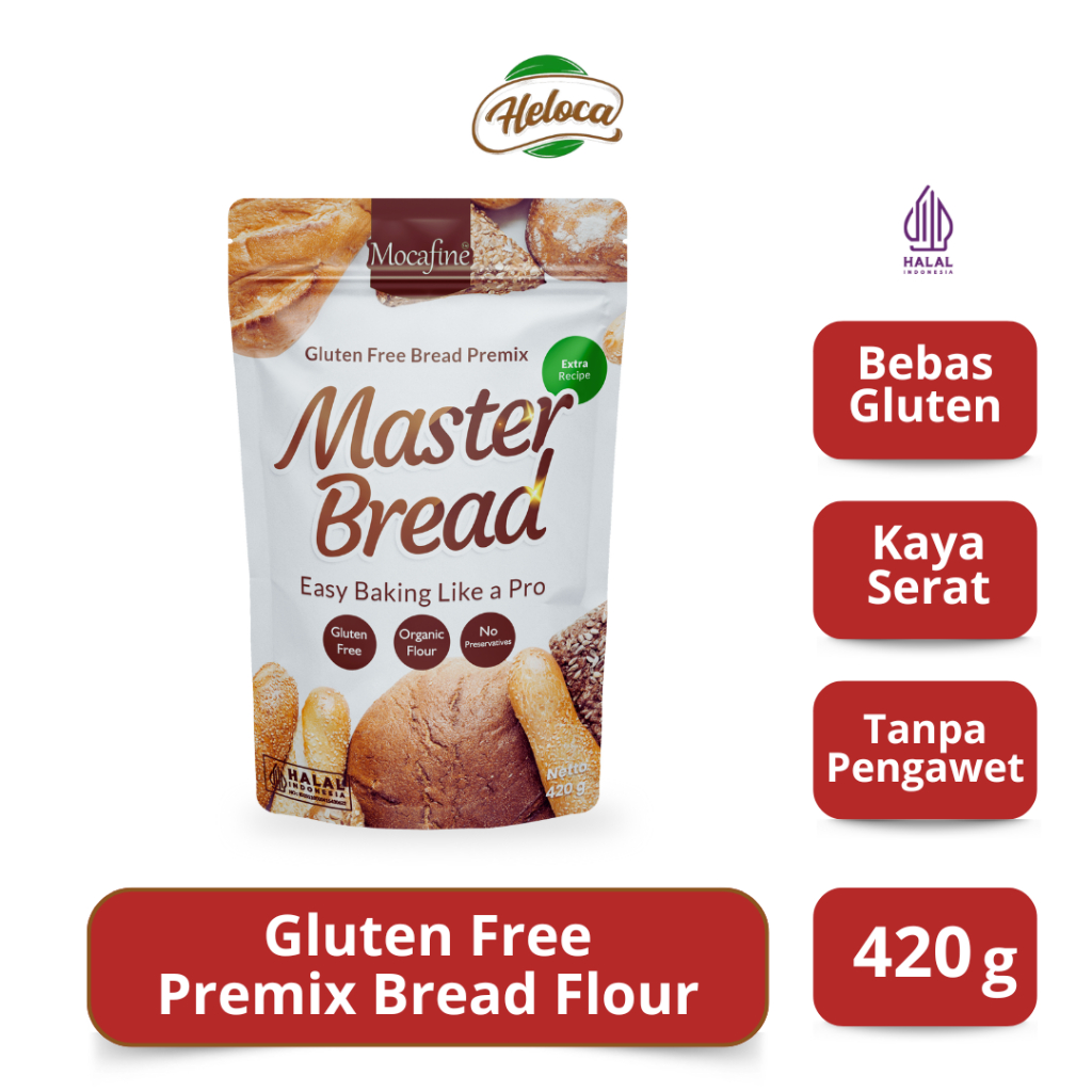 

MOCAFINE Tepung Premix Master Bread Gluten Free Halal | Dari Ladang Singkong Organik | Tepung Premix Roti Praktis - 420 GR