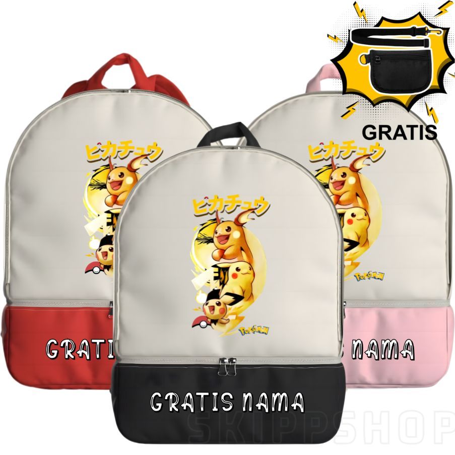 Tas Ransel Pokemon Pikachu Sekolah Tk Sd Anak Laki Perempuan Ideal untuk Sekolah dan Harian FREENAMA