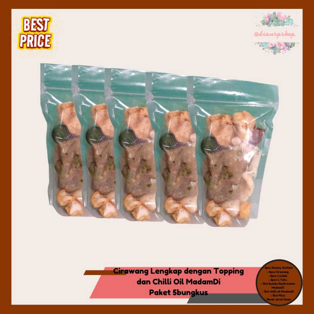 

Cirawang Baso Aci Bawang Tulang Rangu dengan Chilli Oil MadamDi paket 5bungkus