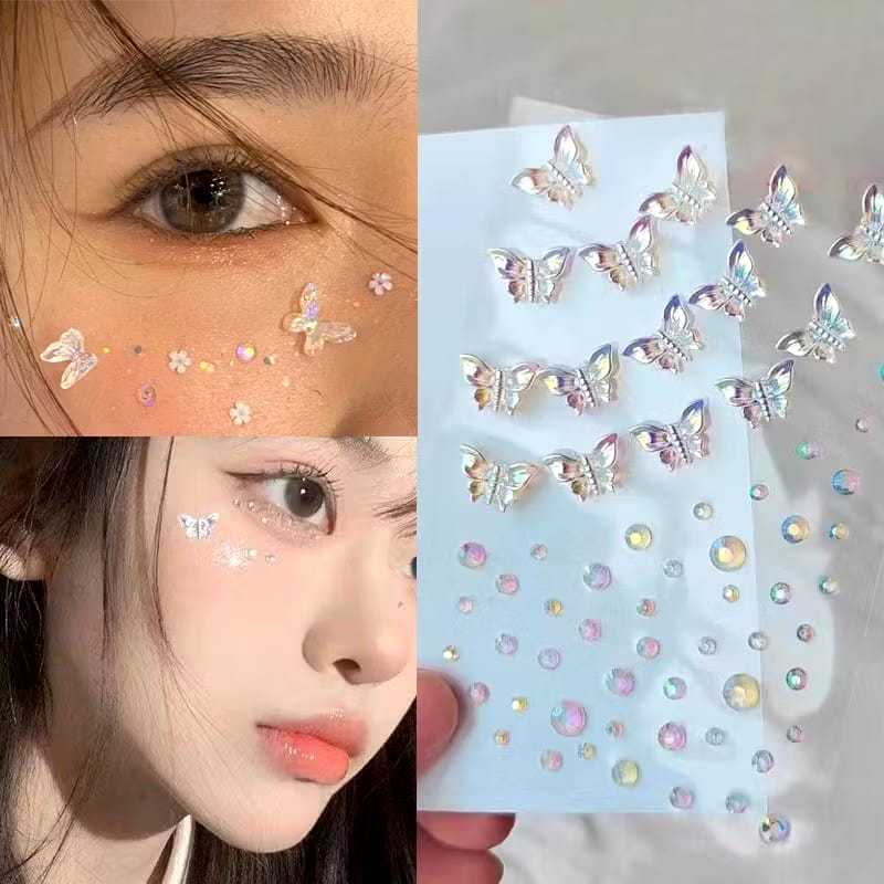 Sticker wajah butterfly Set 3D Tato Kupu kupu berwarna/Tatto Temporer Butterfly/tato tahan air/15 ha