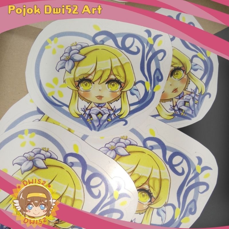 

Stiker Kiss cut Anime Fanart Fanmerch Chibi Genshin Impact Lumine