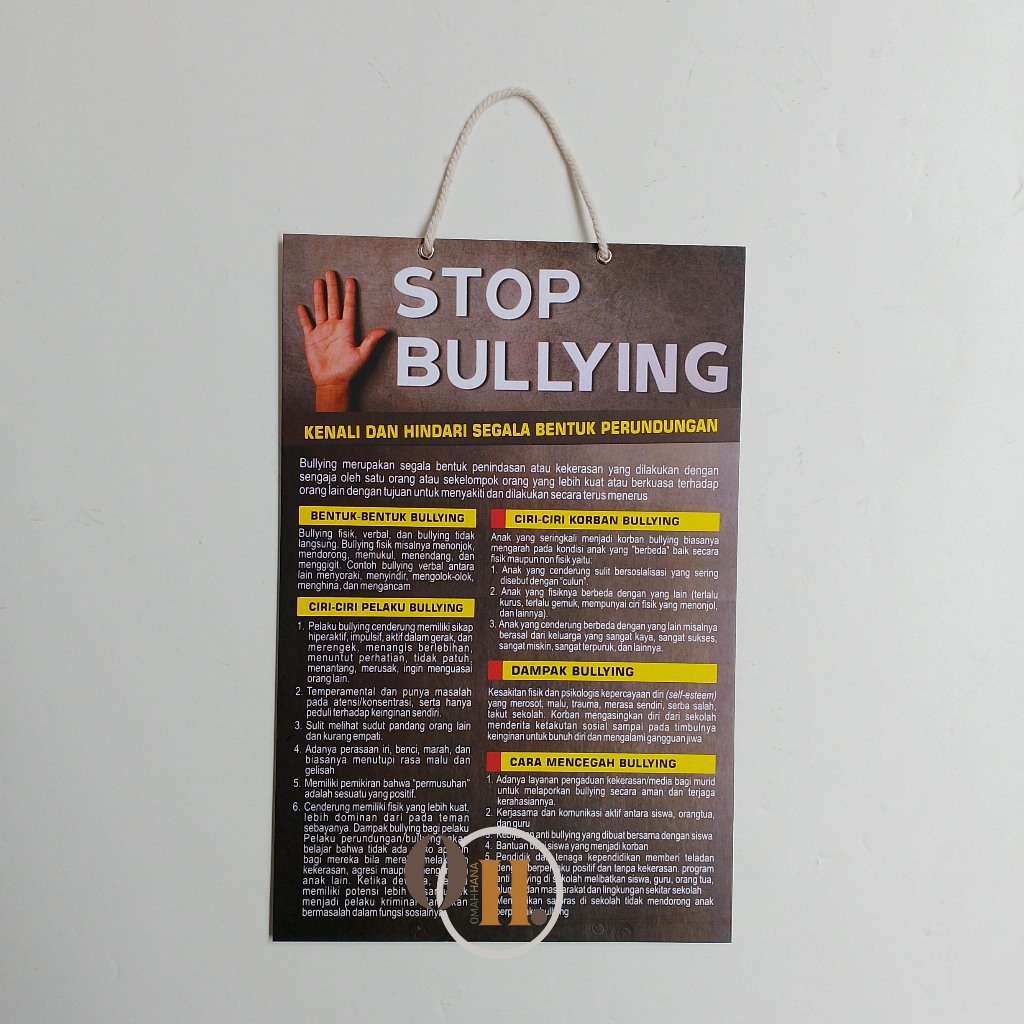 

Hard Poster Stop Bullying - Kenali dan Hindari Segala Bentuk Bullying - Stop Perundungan