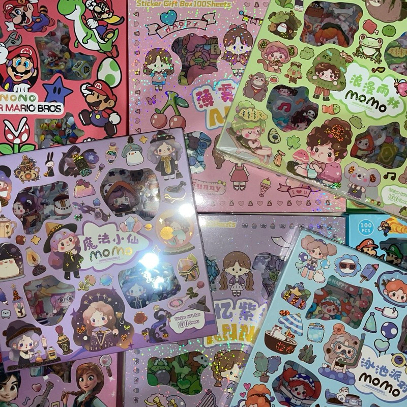 

STICKER BOX ISI 100 | Random Sticker Mario Mixue Momo Nailong Cinnamoroll