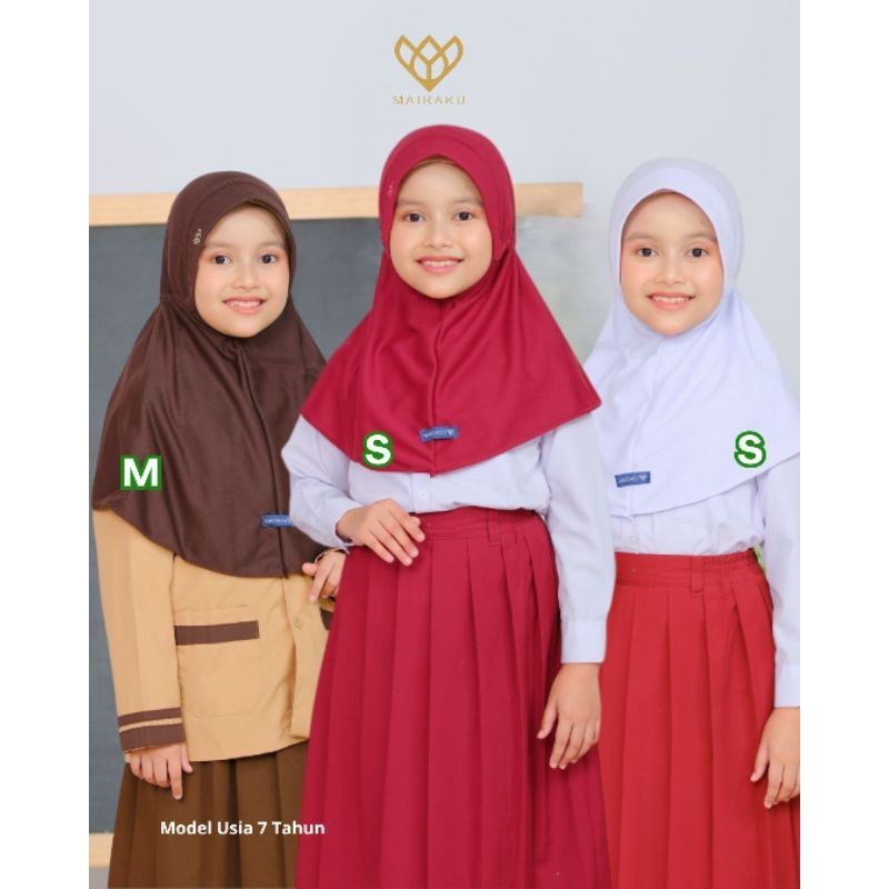 MAIRAKU Jilbab Hijab Kerudung Anak Perempuan Instan Kaos Serut Naima Rabbani TK SD SMP SMA