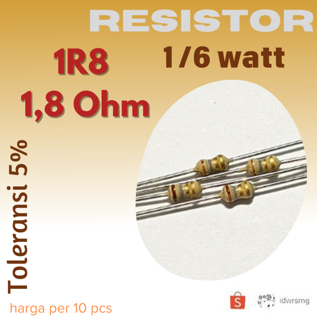 R Resistor 1R8 1.8R Ohm 1/6w 1,8 ohm 1r8ohm 1/6 watt 5%