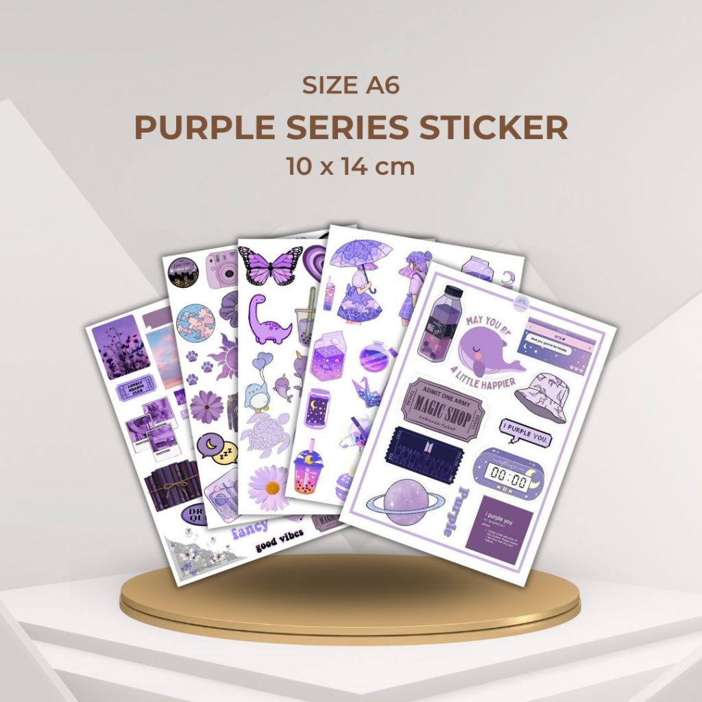 

Stiker Aesthetic Purple Series Stiker Aesthetic Deco Planner Album Scrapbook Journal Freebies Notes DIY Sticker Size A6 10 x 14 cm