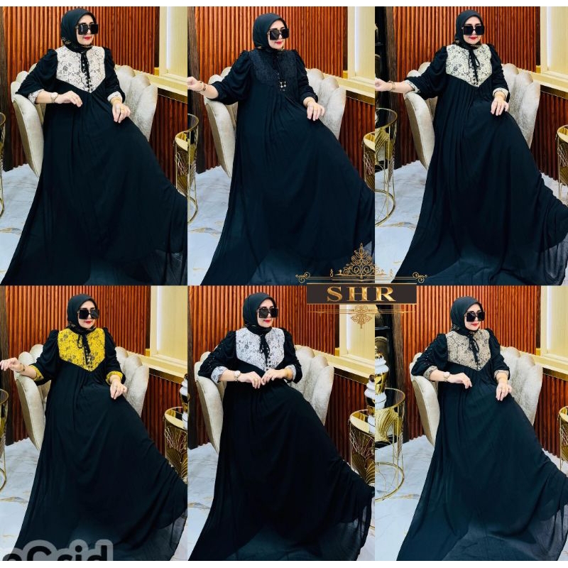 New Maxi Dress Brokat Mix Ceruty Full Furing ORI SHR