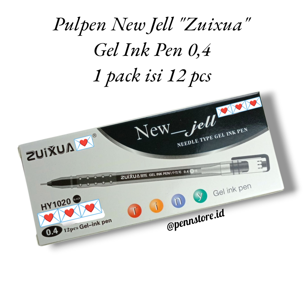 

(Pack = 12pcs) Pulpen New Gel 0.4mm hitam / Bolpen jel / Gel Ink Pen ZUIXUA - Aigo