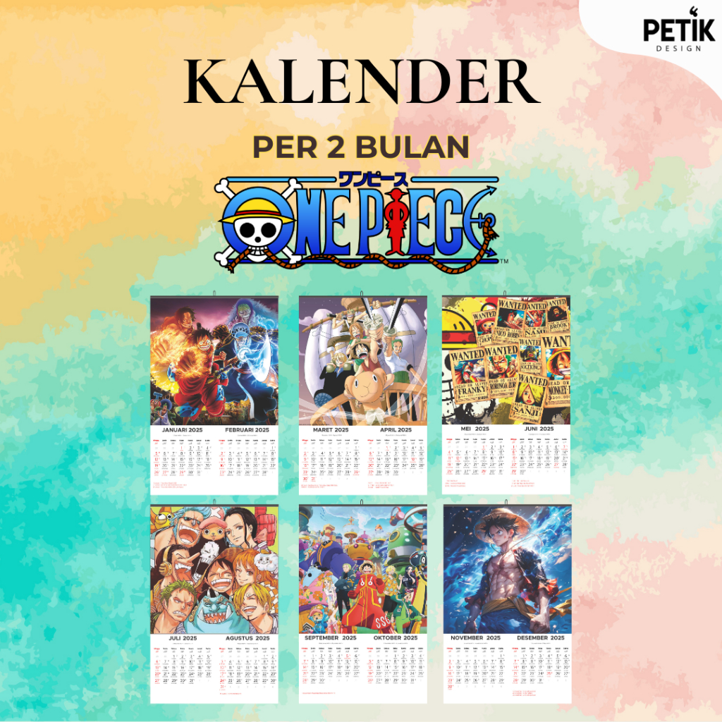 

Kalender Dinding Anime One Piece 2025 6 lembar Klem