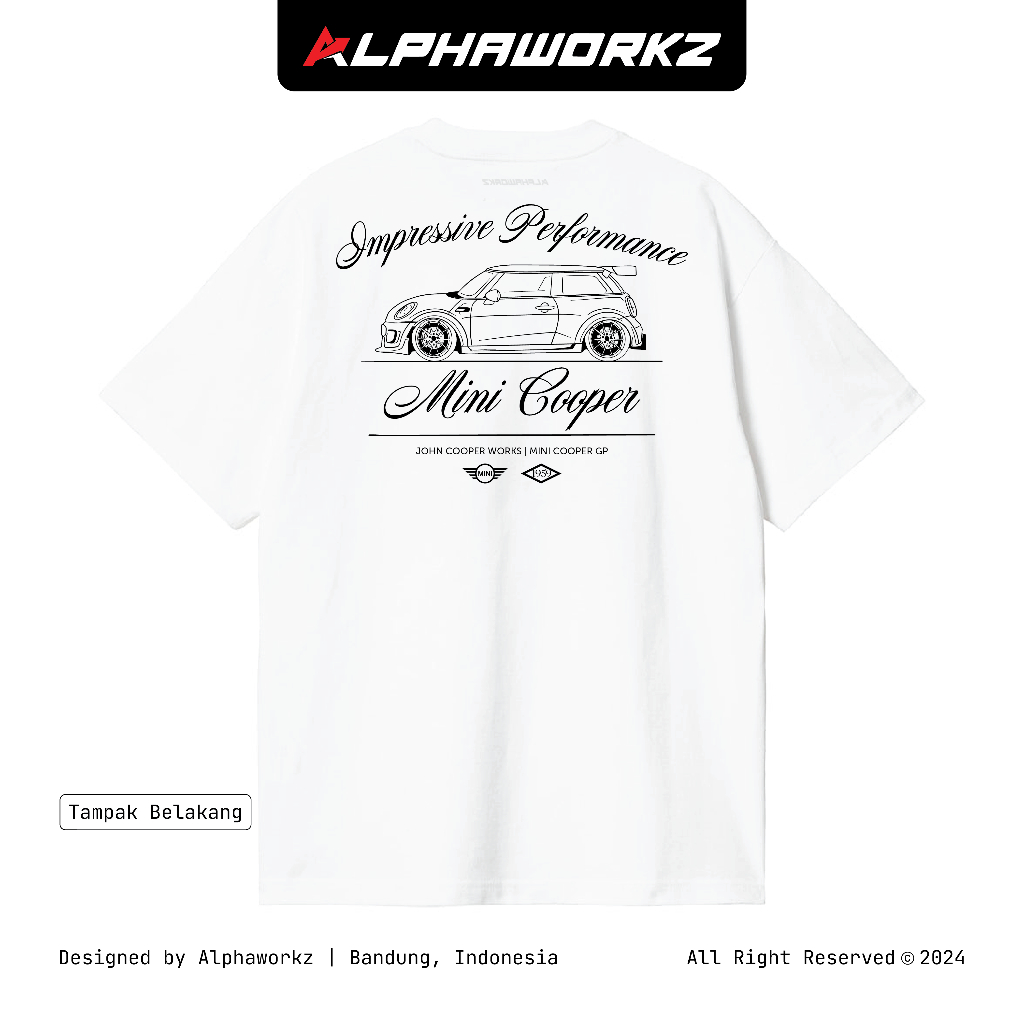 ALPHAWORKZ Kaos Mobil MINI Cooper Garage - Kaos Baju Mobil Tshirt Katun Premium