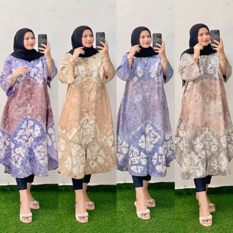 Ready Tunik Jumput Tunik Kekinian Matt Silk Jumput