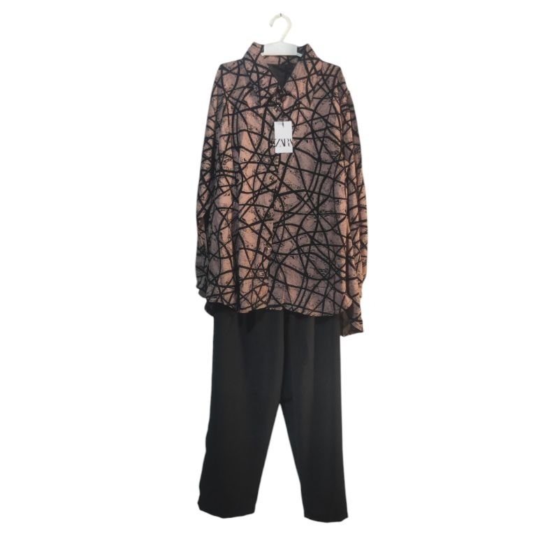 One Set Zara Import / Setelan Zara Rayon Mix Crinkle Twill Terbaru