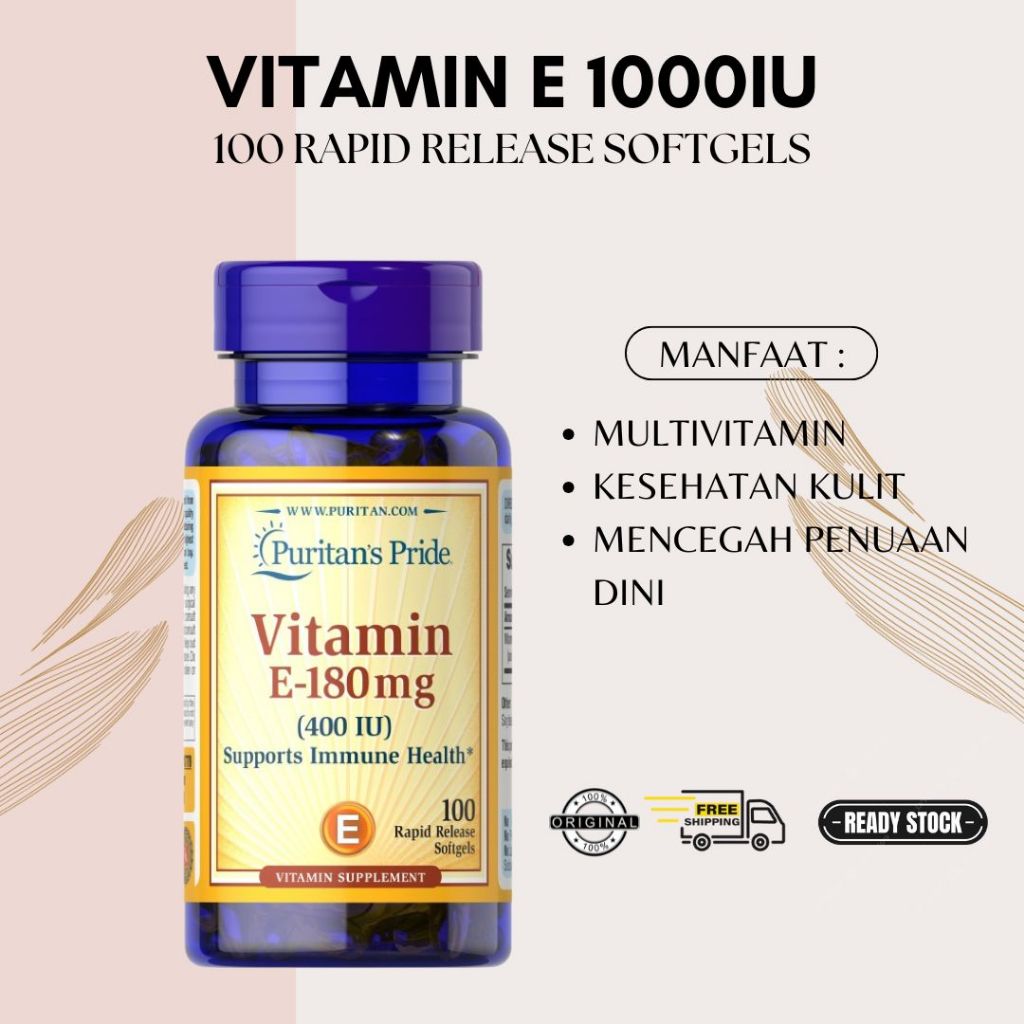Puritan Pride Vitamin E 400 IU100 Softgel / 400 IU Selenium Softgel / 1000IU 450mg isi 50 Softgel