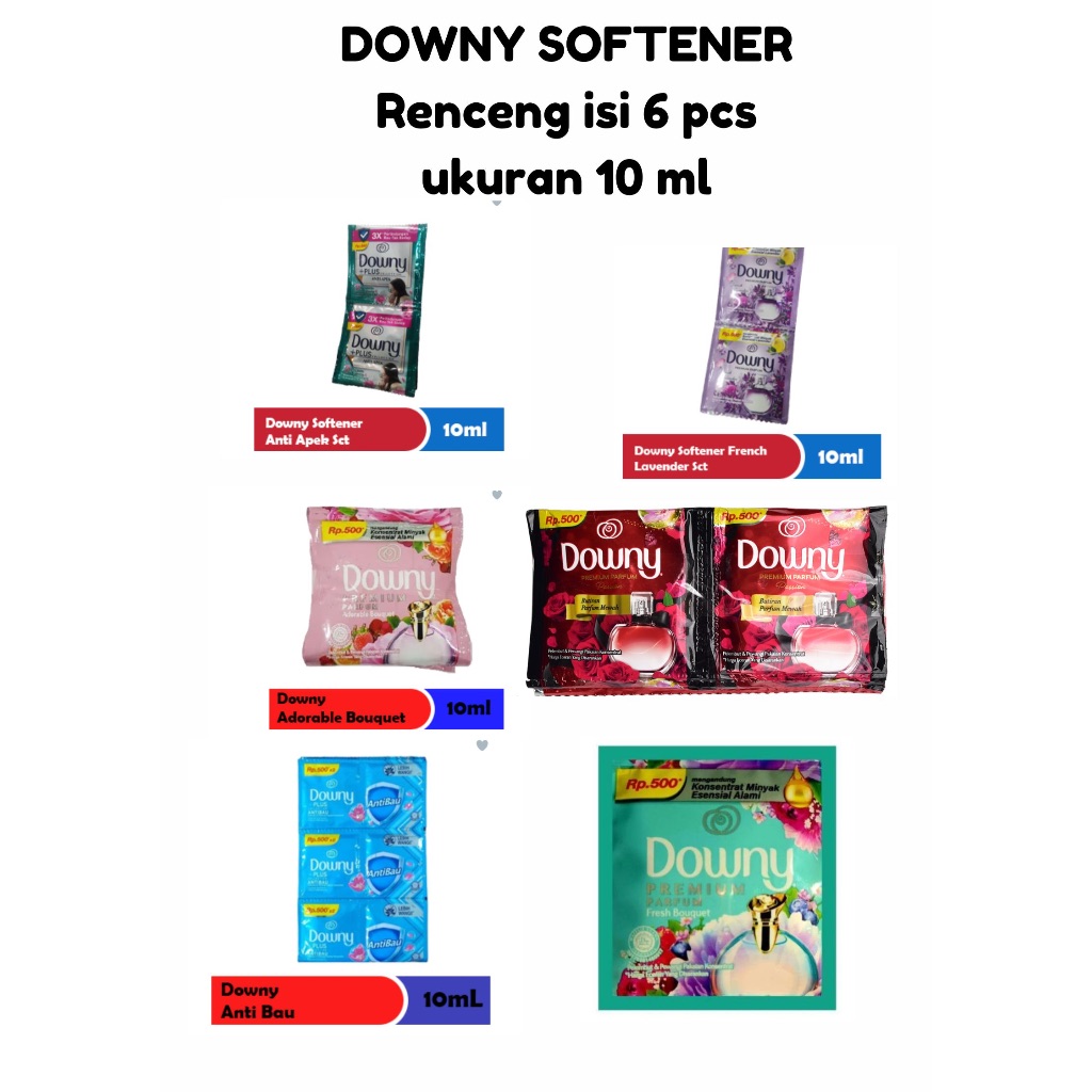 Downy Renceng Pewangi Pelembut Pakaian Downy 500 Downy Sachet Ukuran 10 ml
