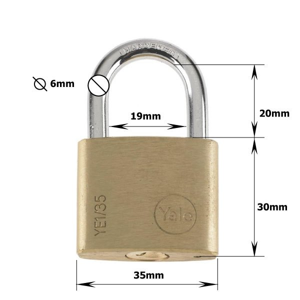 GEMBOK PADLOCK YALE YE1 35 120 Brass Padlock Essential Series