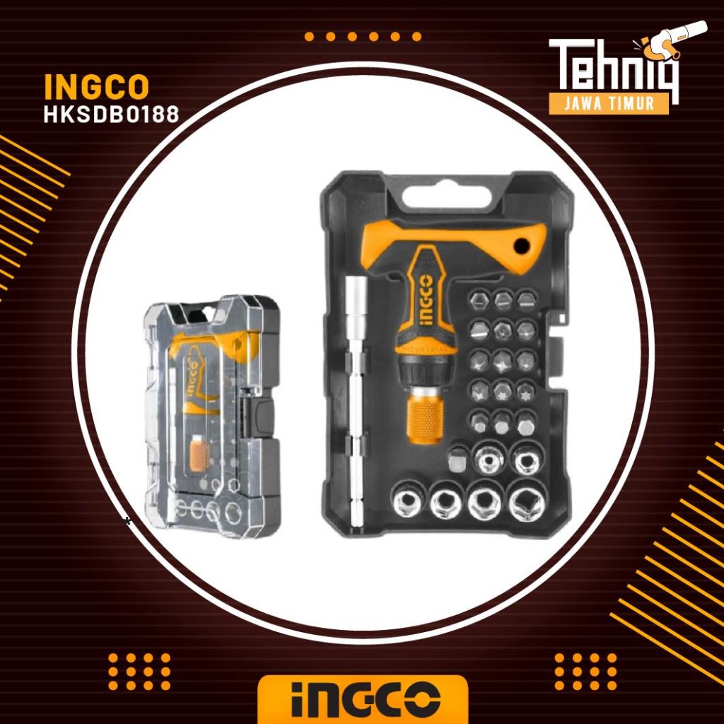 Obeng Kunci Pas T Set 24pcs Bits Ingco HKSDB0188