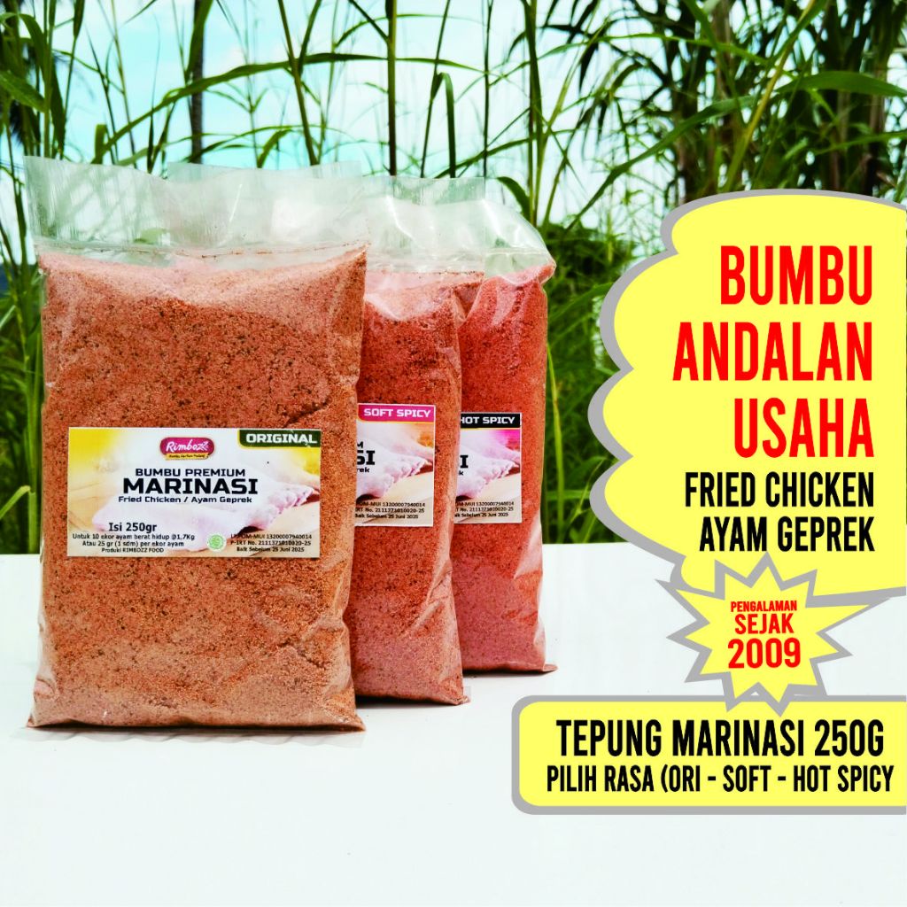 

Bumbu Marinasi Fried Chicken 250g RIMBOZZ (Pilih rasa), Bumbu Rendaman ayam geprek, ayam kfc
