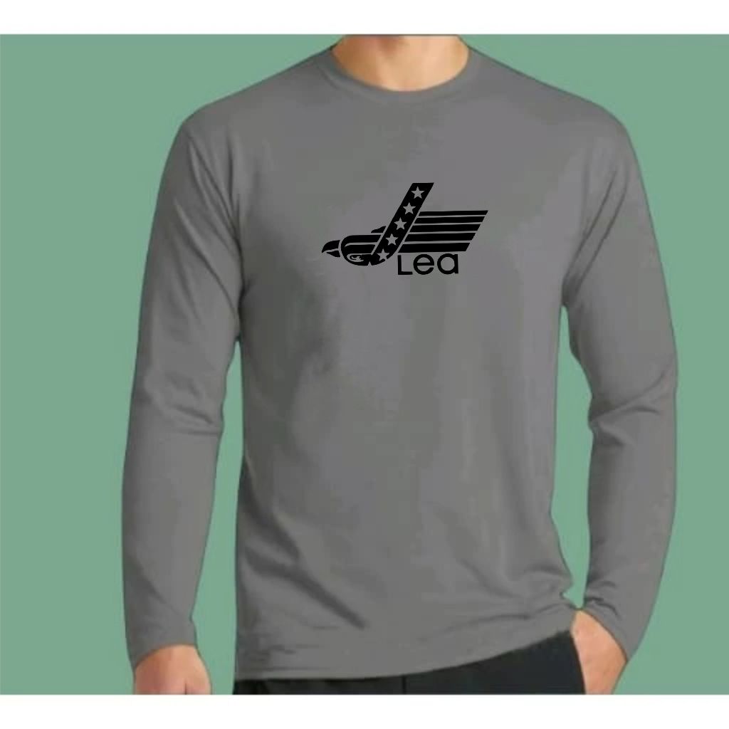 Baju Kaos Pria Lengan Panjang / Baju Kaos LEA Text Hitam / Kaos T-Shirt Distro Premium Quality