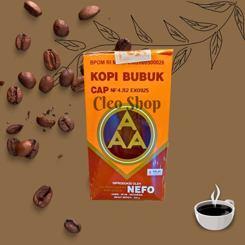 

Kopi Murni Bubuk Hitam Cap Kopi AAA NEFO Jambi Kemasan 500 Gram