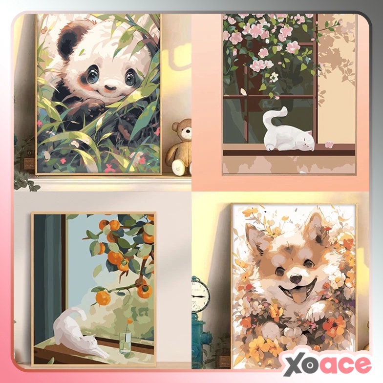 

KODE S88L FRAMED DIY Paint By Number Kit Digital Oil Painting Canvas Melukis 3 x 4 Animal