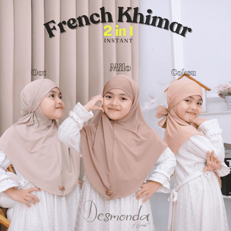 Hijab Anak French Khimar Tali 4-7 Tahun