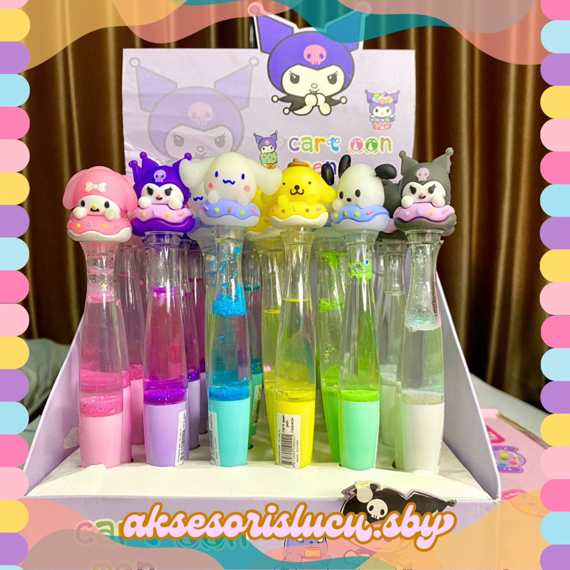 

BOLPOIN / PEN / PULPEN TINTA HITAM SANRIO AIR GLITTER KUROMI / MELODY / CIROL