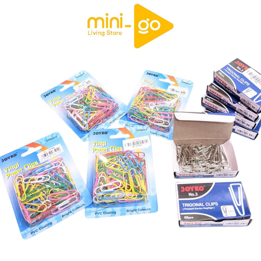 

Joyko Vinyl Paper Clips Penjepit Kertas Rainbow C-3100 100pcs / Joyko Trigonal Clips No.3 60pcs