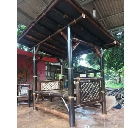 HARGA PROMO  Saung Bambu Minimalis | Gazebo Bambu Minimalis Ukuran 1 x 1,5 m