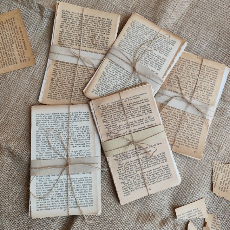 

{Aleannasya} - [1 bendel] SCRAPBOOK PAPER VINTAGE - KERTAS NOVEL ASLI - KERTAS JOURNALING JURNAL KIT