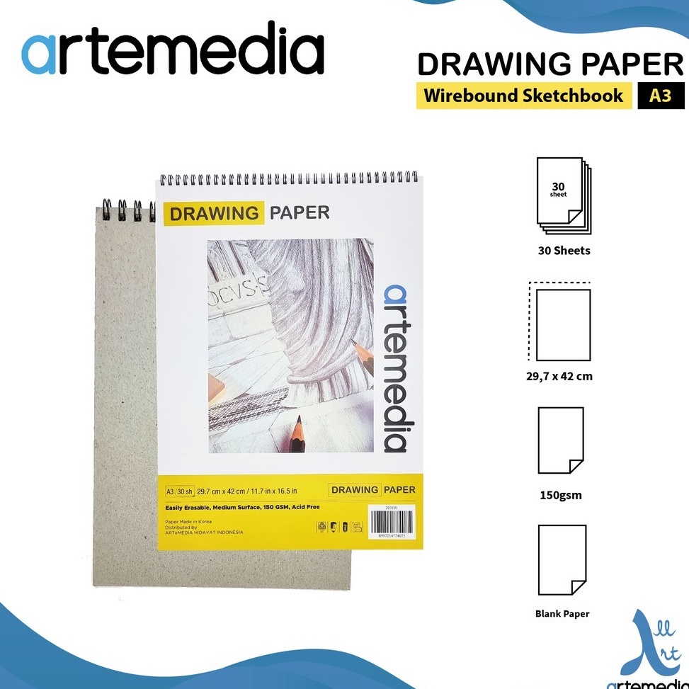 

KODE N55S Buku Gambar Sketsa Artemedia Drawing Paper Book A3 Wire Bound Sketchbook Drawing Paper Artemedia A3 3 Sheet