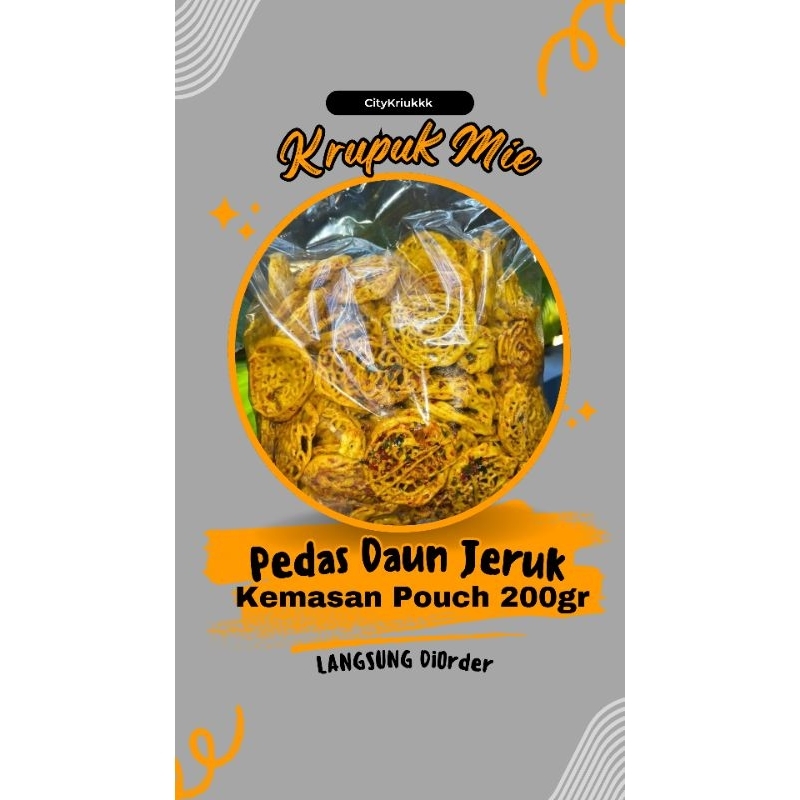 

Krupuk Seblak Mie Pedas Daun Jeruk Kemasan Pouch 200gr