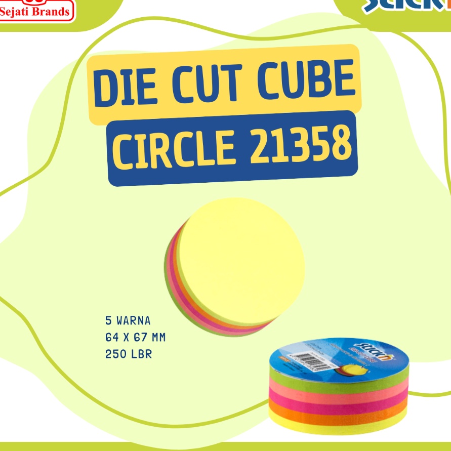 

KI3 Stickn Memo Tempel Die Cut 21358 Sticky Notes Neon Die Cut 25 sheets Sticky Note Bulat 64x67 mm