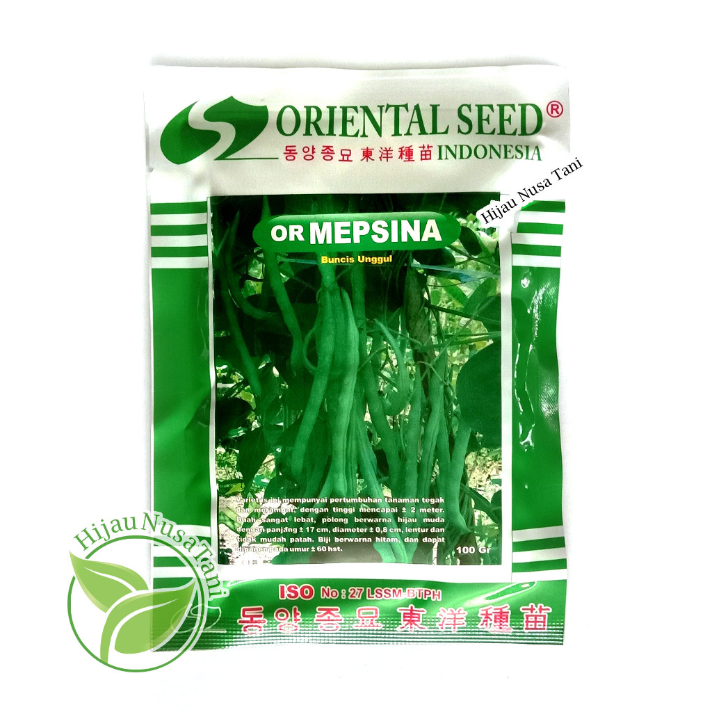 Benih Buncis OR MEPSINA 100gr  OR Seed / Oriental Seed - Kemasan Packing Pabrik sayur 100g 100 g gr 