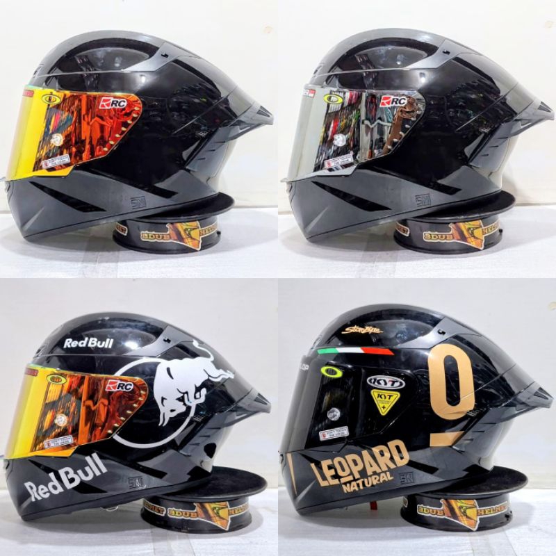 Helm Kyt TT COURSE solid black glosy paket ganteng leopard