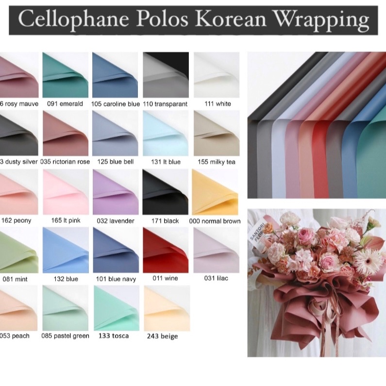 

Super Belanja 2 Lembar Kertas Buket Bunga Polos Doff Korea Flower Wrapping Paper Caspea Cellophane Gold Line Satu Warna