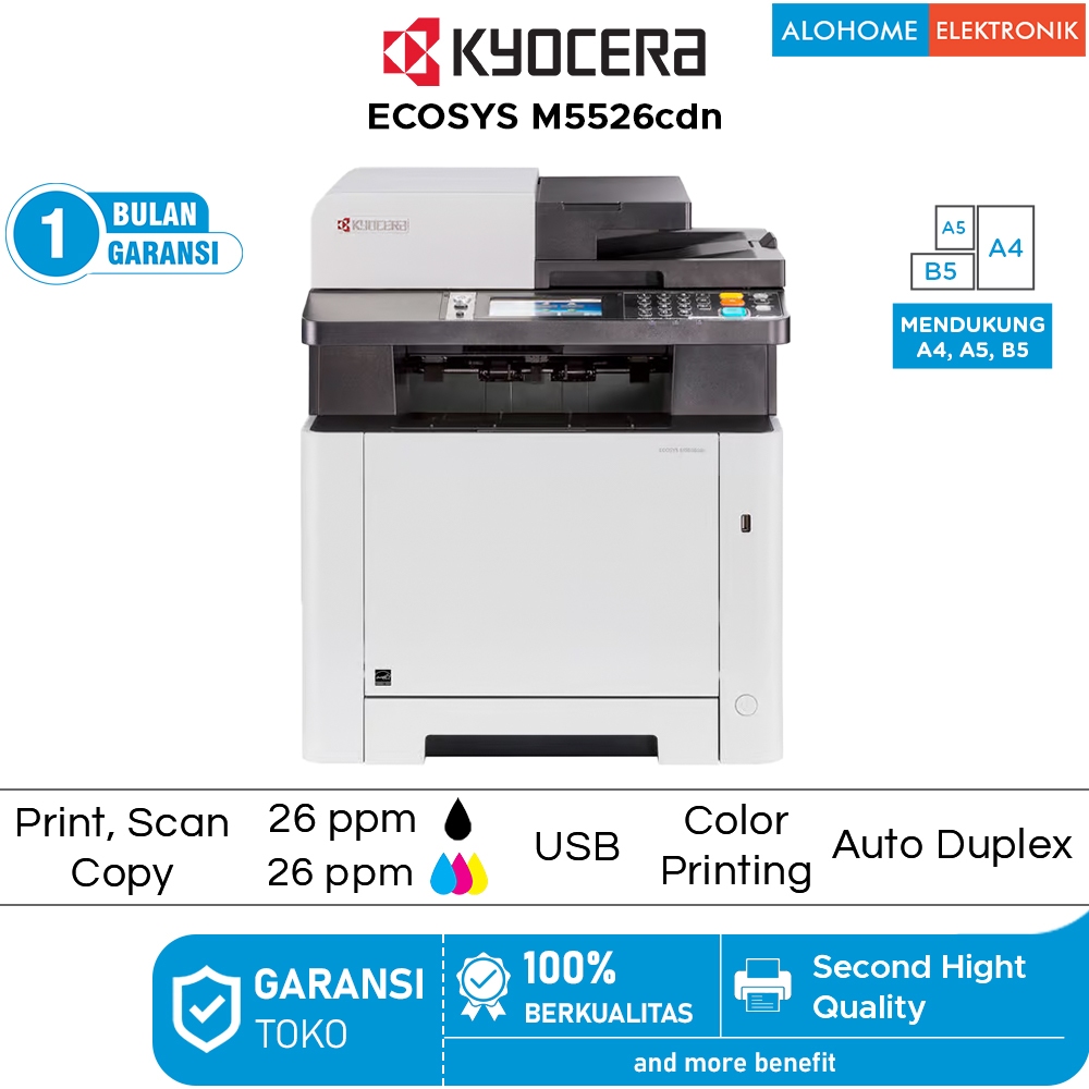 Mesin Printer Fotocopy | KYOCERA ECOSYS M5526cdn | Second Mulus Garansi Toko