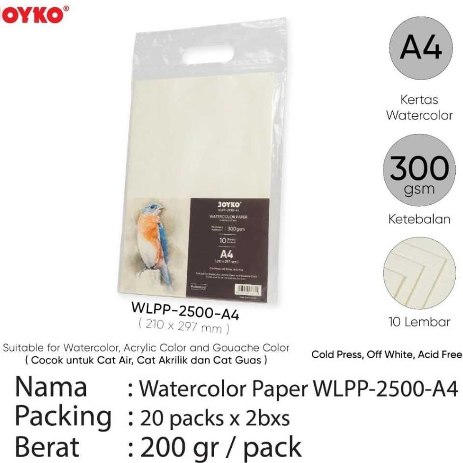 

KP8 water color paper wlpp 2 A4 isi 1 lembar cold press 3 gsm kes cat air joyko