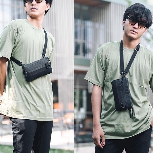 PROMO SEMANGAT Tas HP Hanging Wallet Pria Bahan Waterproof Slimbag Pria