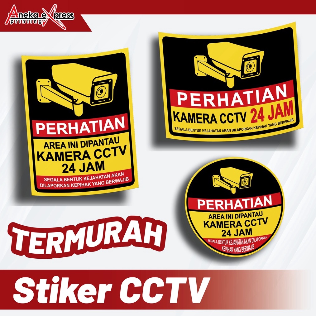 Stiker CCTV Murah  Stiker CCTV 24 jam  Stiker Sign Kamera CCTV 24 Jam Area Pantau  Stiker CCTV Besar