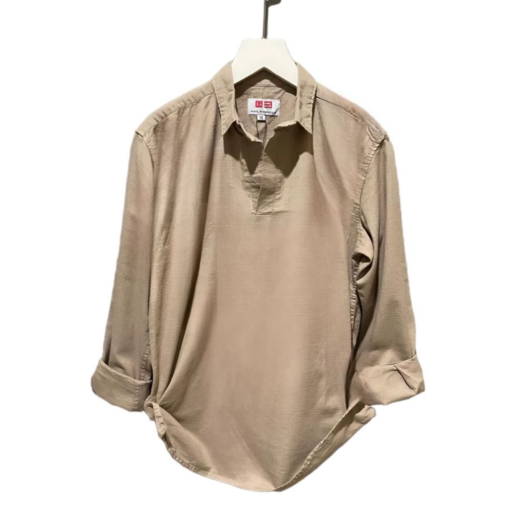 Kemeja Pria Korean Style Kemeja Polos Pria Kerah V Neck Kemeja Cotton SlimFit