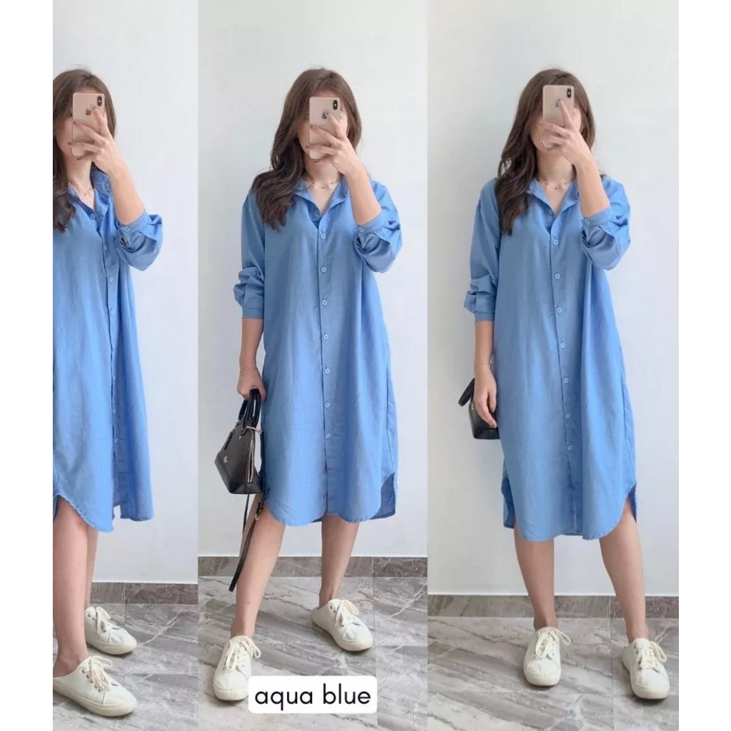 Tunik Wanita Polos Bahan Shakila Variasi Kancing